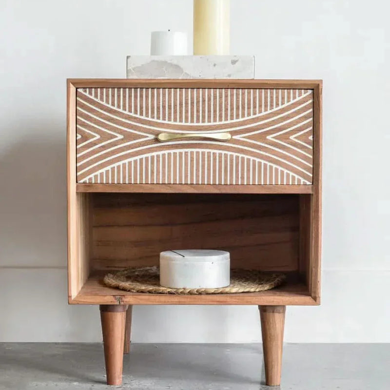 Wooden Empiro  Night Stand In Natural Finish
