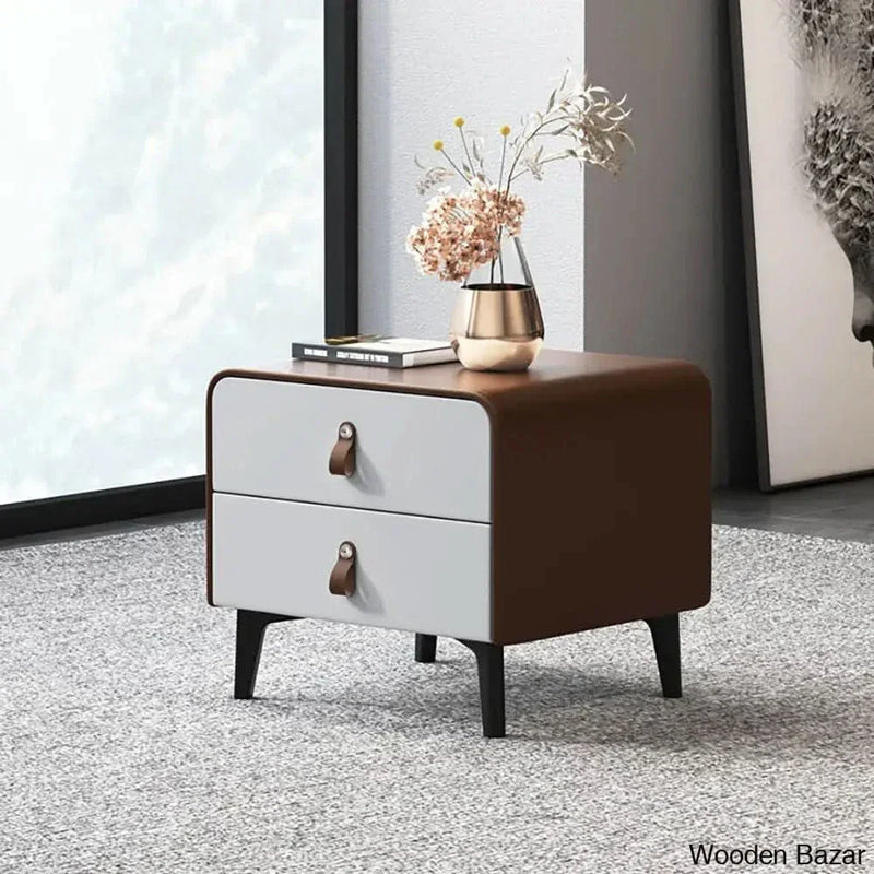 Wooden Empiro Nightstand End Side Accent Table with 2 Drawers Nightstand