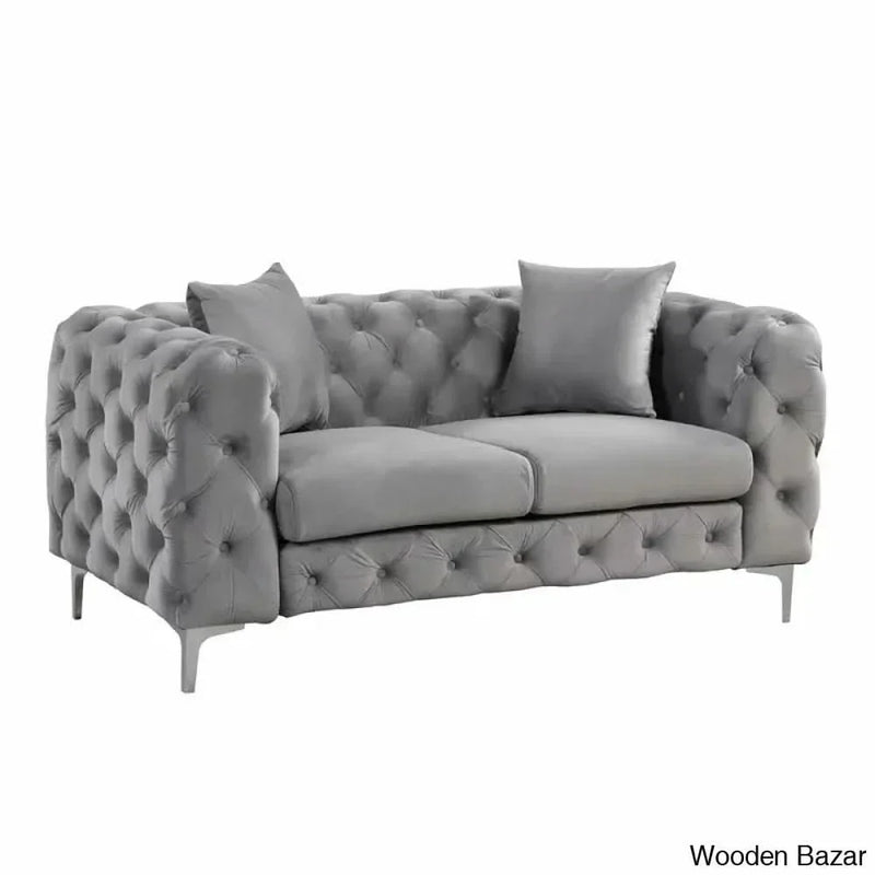 Wooden Empiro  Parrett 62'' Velvet Tuxedo Arm Loveseat