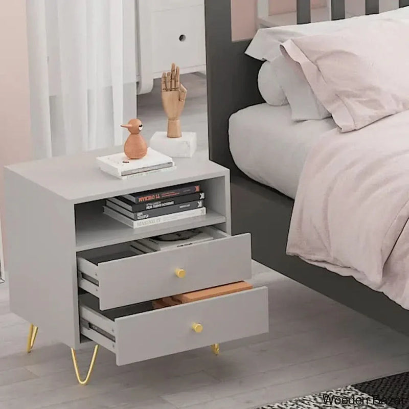 Wooden Empiro Staffard 21.6'' Tall 2 - Drawer Nightstand in Gray