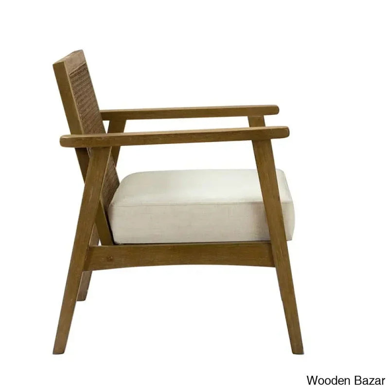 Jemiee Upholstered Rattan Armchair - Wooden Empiro