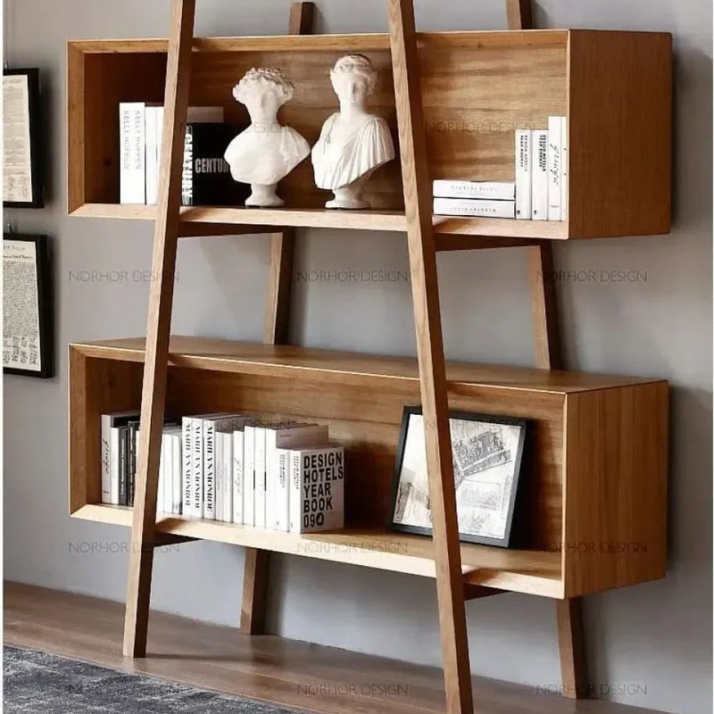 Wooden Ladder Bookshelf/Shelves/Racks for Living Roo, Bed Room, Drawing Room, Hall and Fice (30.5D x 48.3W x 71.4H)