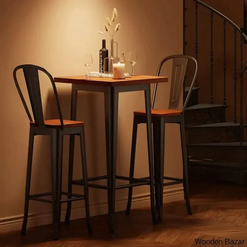 Worth 2 Seater Trendy Counter Height Dining Set | Modern High Top Table and Chairs