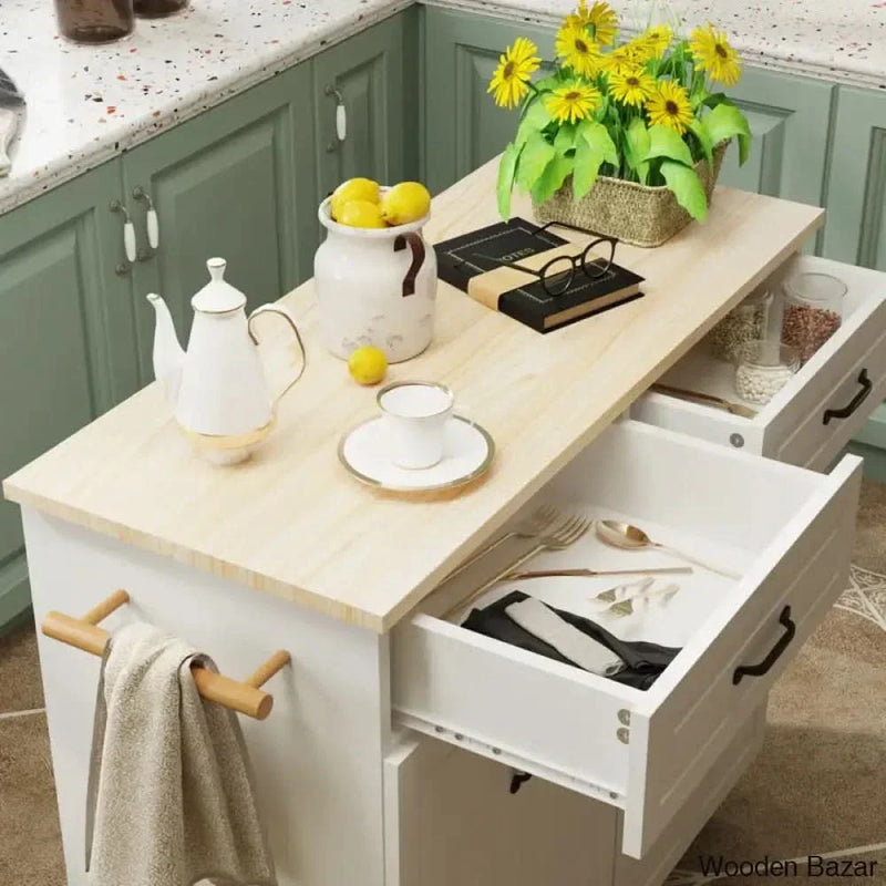 Yamiled 45.3'' Wide Kitchen Island Cart On Wheels With Storage Kitchen trolley cart cabinet kitchen island with storage